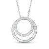 Thumbnail Image 0 of 0.117 CT. T.W. Diamond Spiral Open Circle Pendant in Sterling Silver