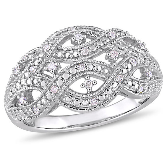 0.12 CT. T.W. Diamond Double Twist Vintage-Style Ring in Sterling Silver 0.12 CT. T.W. Diamond Double Twist Vintage-Style Ring in Sterling Silver