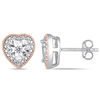 Thumbnail Image 1 of 0.10 CT. T.W. Diamond Vintage-Style Heart Solitaire Stud Earrings in Sterling Silver with Rose Rhodium