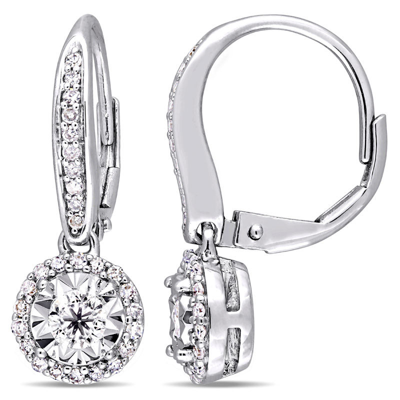 0.48 CT. T.W. Diamond Frame Drop Earrings in Sterling Silver|Peoples Jewellers