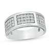 Thumbnail Image 0 of Men's 0.95 CT. T.W. Diamond Brick-Patterned Ring in 10K White Gold