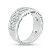 Thumbnail Image 2 of Men's 0.95 CT. T.W. Diamond Brick-Patterned Ring in 10K White Gold