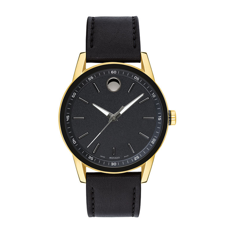 Men's Movado Sport Museum Gold-Tone PVD Strap Watch with Black Dial (Model: 0607223)
