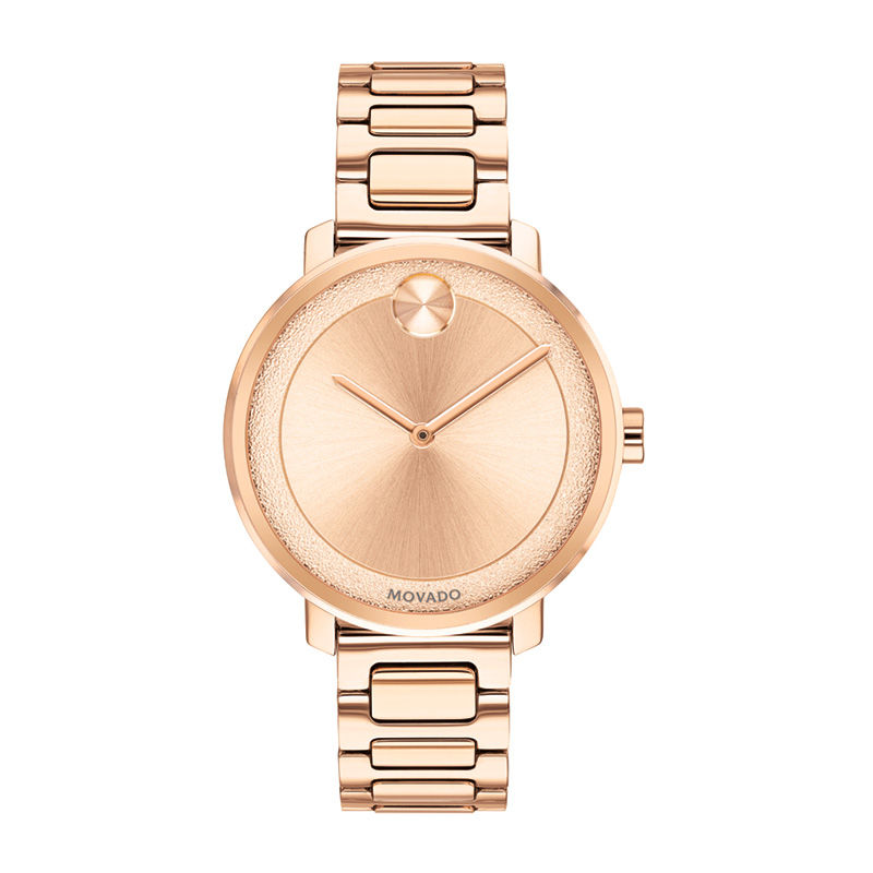 Peoples Jewellers Ladies Movado Bold Sugar Rose Tone IP Watch Model 3600503 Yorkdale Mall