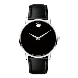 Men's Movado Museum® Classic Strap Watch with Black Dial (Model: 0607269)