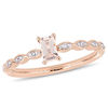 Thumbnail Image 0 of Emerald-Cut Morganite and 0.04 CT. T.W. Diamond Art Deco Promise Ring in 10K Rose Gold