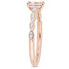 Thumbnail Image 2 of Emerald-Cut Morganite and 0.04 CT. T.W. Diamond Art Deco Promise Ring in 10K Rose Gold