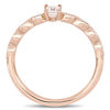 Thumbnail Image 3 of Emerald-Cut Morganite and 0.04 CT. T.W. Diamond Art Deco Promise Ring in 10K Rose Gold