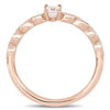 Thumbnail Image 2 of Emerald-Cut Morganite and 0.04 CT. T.W. Diamond Art Deco Promise Ring in 10K Rose Gold