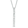 3.0mm Lab-Created White Sapphire Three Stone Bar Pendant in Sterling Silver