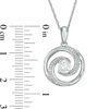 5.0mm Lab-Created White Sapphire and Diamond Accent Beaded Circular Wave Pendant in Sterling Silver