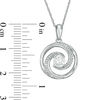 5.0mm Lab-Created Sapphire and Diamond Accent Beaded Circular Wave Pendant in Sterling Silver