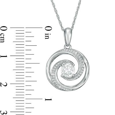 5.0mm Lab-Created Sapphire and Diamond Accent Beaded Circular Wave Pendant in Sterling Silver