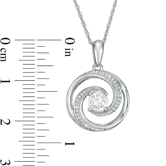 5.0mm Lab-Created Sapphire and Diamond Accent Beaded Circular Wave Pendant in Sterling Silver