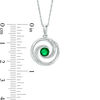 Thumbnail Image 3 of 5.0mm Lab-Created Emerald and Diamond Accent Beaded Circular Wave Pendant in Sterling Silver