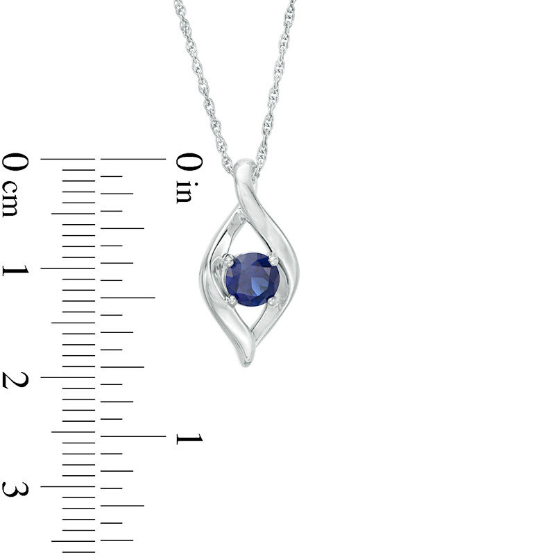 5.0mm Lab-Created Blue Sapphire Open Flame Pendant in Sterling Silver