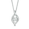 5.0mm Lab-Created White Sapphire Open Flame Pendant in Sterling Silver