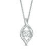 Thumbnail Image 1 of 5.0mm Lab-Created White Sapphire Open Flame Pendant in Sterling Silver