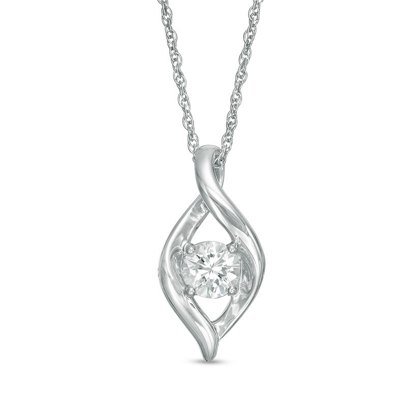 5.0mm Lab-Created White Sapphire Open Flame Pendant in Sterling Silver