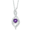 Thumbnail Image 0 of 3.0mm Amethyst and Diamond Accent Beaded Infinity Flame Pendant in Sterling Silver