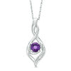 Thumbnail Image 1 of 3.0mm Amethyst and Diamond Accent Beaded Infinity Flame Pendant in Sterling Silver
