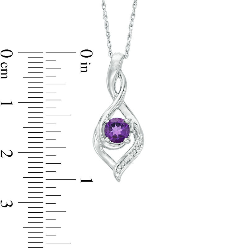 3.0mm Amethyst and Diamond Accent Beaded Infinity Flame Pendant in Sterling Silver