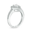 Thumbnail Image 2 of 5.0mm Heart-Shaped Lab-Created White Sapphire and Diamond Accent Beaded Frame Vintage-Style Ring in Sterling Silver