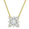 Thumbnail Image 1 of 4.3mm Lab-Created White Sapphire Floral Necklace in Sterling Silver with 14K Gold Plate