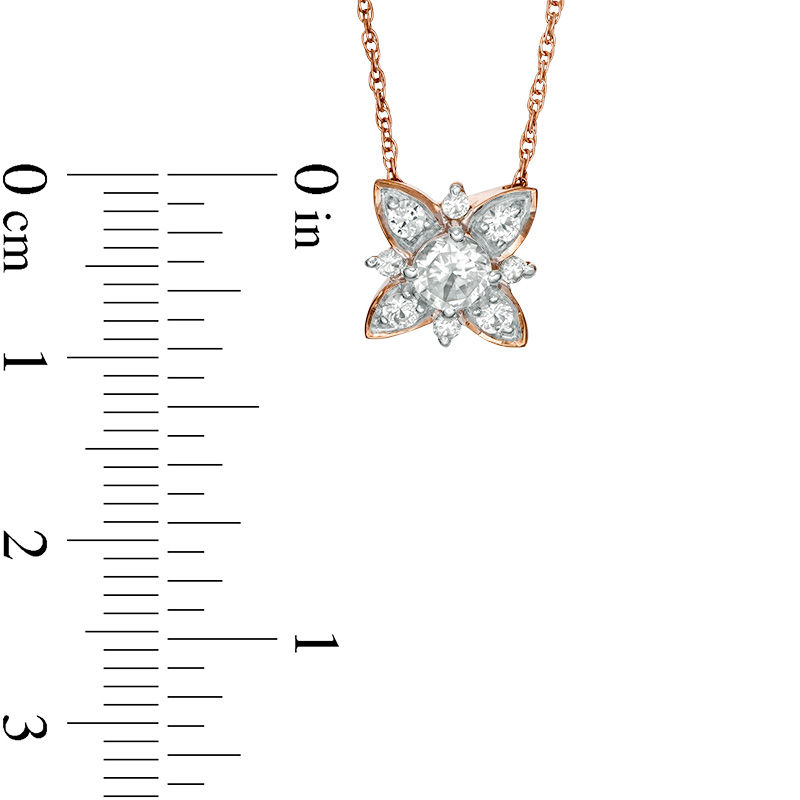 4.3mm Lab-Created White Sapphire Floral Necklace in Sterling Silver with 14K Rose Gold Plate