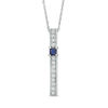 Thumbnail Image 0 of 3.0mm Princess-Cut Lab-Created Blue Sapphire and Diamond Accent Bar Pendant in Sterling Silver