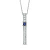 Thumbnail Image 1 of 3.0mm Princess-Cut Lab-Created Blue Sapphire and Diamond Accent Bar Pendant in Sterling Silver