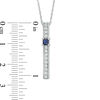 Thumbnail Image 2 of 3.0mm Princess-Cut Lab-Created Blue Sapphire and Diamond Accent Bar Pendant in Sterling Silver