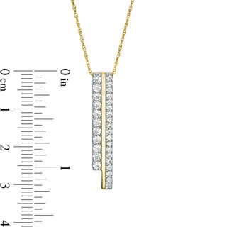 Lab-Created White Sapphire Double Bar Pendant in 10K Gold