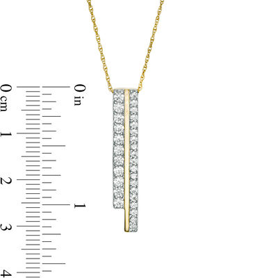 Lab-Created White Sapphire Double Bar Pendant in 10K Gold