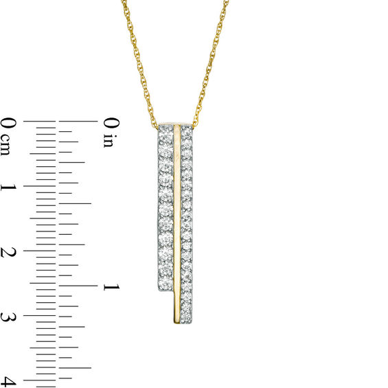 Lab-Created White Sapphire Double Bar Pendant in 10K Gold