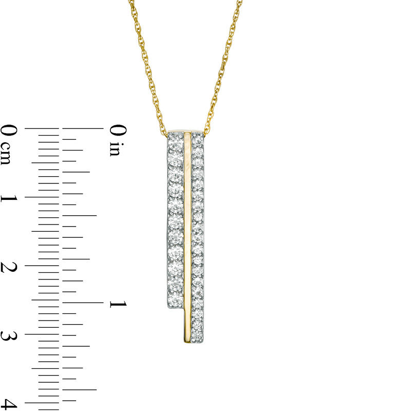 Lab-Created White Sapphire Double Bar Pendant in 10K Gold