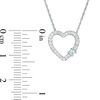 Thumbnail Image 1 of Aquamarine and Lab-Created White Sapphire Heart Pendant in 10K White Gold
