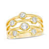 Thumbnail Image 0 of Bezel-Set Lab-Created White Sapphire Multi-Row Ring in Sterling Silver with 14K Gold Plate