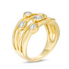 Thumbnail Image 1 of Bezel-Set Lab-Created White Sapphire Multi-Row Ring in Sterling Silver with 14K Gold Plate