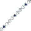 Thumbnail Image 1 of 4.0mm Lab-Created Blue and White Sapphire Hearts Bracelet in Sterling Silver - 7.5"