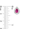 Thumbnail Image 2 of Pear-Shaped Lab-Created Ruby and White Sapphire Frame Drop Earrings in 10K White Gold