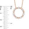 Thumbnail Image 1 of Lab-Created White Sapphire Leaf Motif Circle Pendant in 10K Rose Gold