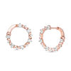 Thumbnail Image 0 of Lab-Created White Sapphire Leaf Motif Circle Hoop Earrings in 10K Rose Gold