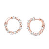 Thumbnail Image 1 of Lab-Created White Sapphire Leaf Motif Circle Hoop Earrings in 10K Rose Gold