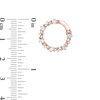 Thumbnail Image 1 of Lab-Created White Sapphire Leaf Motif Circle Hoop Earrings in 10K Rose Gold