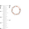 Thumbnail Image 2 of Lab-Created White Sapphire Leaf Motif Circle Hoop Earrings in 10K Rose Gold