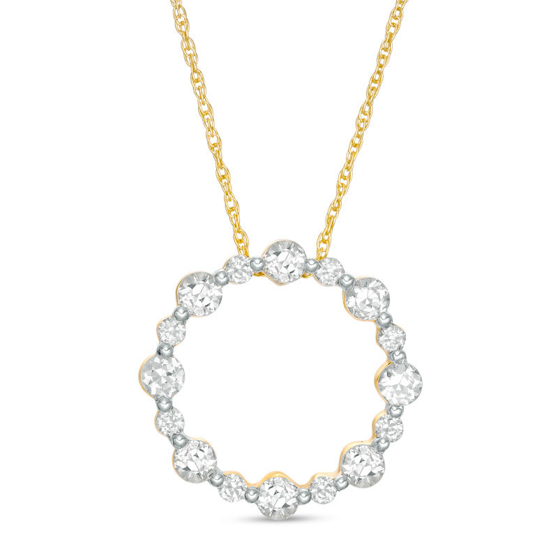 Lab-Created White Sapphire Open Circle Pendant in 10K Gold|Peoples Jewellers