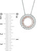 Lab-Created White Sapphire Open Double Circle Pendant in Sterling Silver and 10K Rose Gold