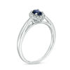 Thumbnail Image 1 of Oval Lab-Created Blue and White Sapphire Frame Ring in 10K White Gold