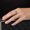 Thumbnail Image 3 of 3.0mm Blue Sapphire and 0.14 CT. T.W. Diamond Frame Leaf Accent Vintage-Style Ring in 10K White Gold